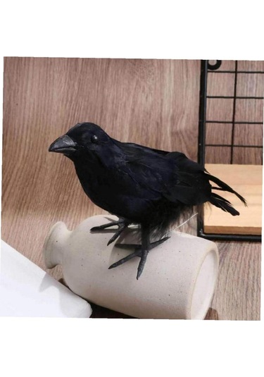 Neevoyu 6 Adet Siyah Tüylü Taklit Kargalar - Halloween Parti Dekorasyonu, İç/diş Mekan Dekoratif Figürler