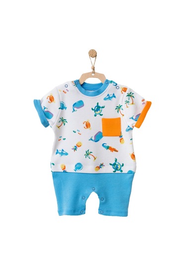 Andywawa Erkek Bebek Doğa Temalı  Renkli Tulum AC21863R Mavi