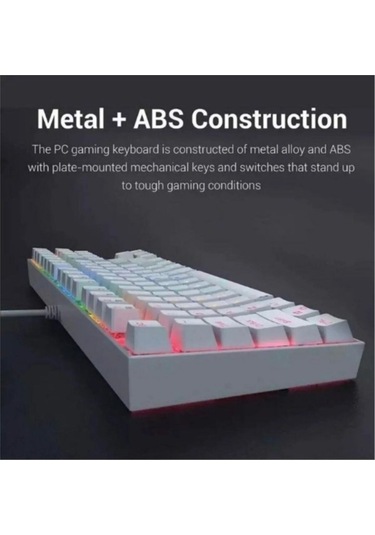 Beyaz Bkb4 Rgb Kırmızı Switch Q Gaming Tam Mekanik Kablolu Oyuncu Klavyesi