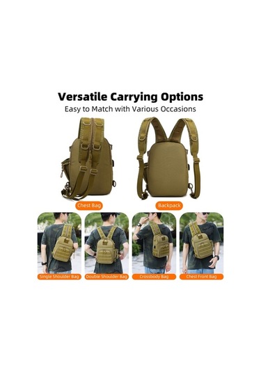 Createtech Kamuflaj Omuz Çantası - Şarjlı, Göğüs, Binicilik, Balıkçılık, Unisex Çok Renkli