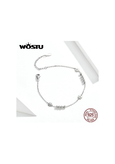 Wostu 925 Ayar Gümüş Papatya Çiçek Bilezik Kadınlar Için Düğün Bilezikler Gümüş