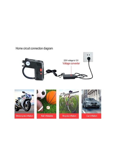 Yx-301 12v Çok Fonksiyonlu Araba Elektrikli Taşınabilir El Tipi Şişme Pompa Siyah