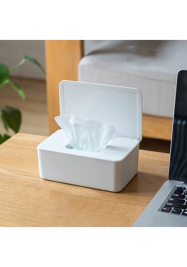 Siyah Toz Geçirmez Islak Mendil Saklama Kutusu Kapaklı Ev Masaüstü Doku Saklama Kutusu Taşınabilir Islak Mendil Dağıtıcı