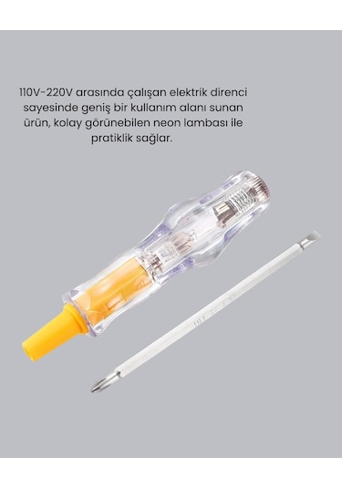 Ceylan Adam Elektrik Test Kalemi Neon Işıklı Nikel Kaplama 110-220v Dirençli