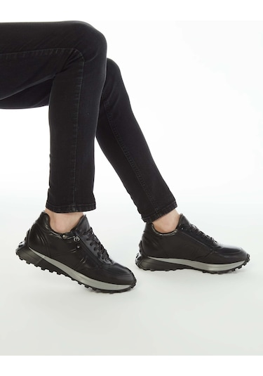 Tamer Tanca Erkek Hakiki Deri Siyah Sneakers & Spor Ayakkabı 383 5454 Erk Ayk Y23 Sıyah Dr/sıyah Siyah