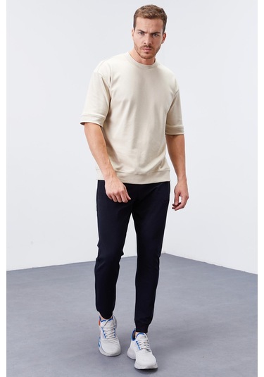 Tommy Life Lacivert Fermuar Cepli Dar Kalıp Jogger Erkek Eşofman Alt - 84343 Lacivert