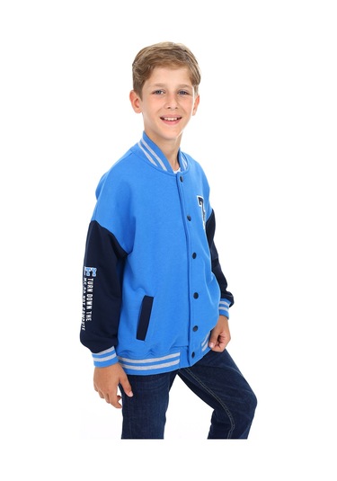 Toontoy Erkek Çocuk Nakışlı Kolej Hırka Saks