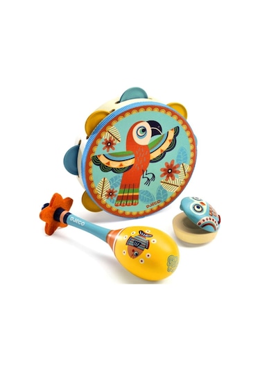 Set Of 3 Instruments Tambourine. Maracas. Castanet