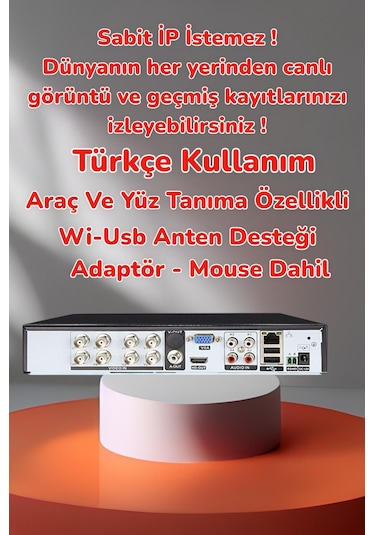 6'lı Sesli - 5mp Sony Lens Gece Renkli Yüz Tanımalı Kamera Seti