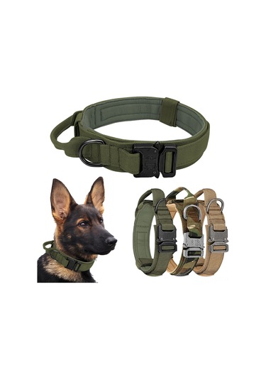 Geeroyoo Dayanıklı Nylon Askeri Köpek Tasması, Hızlı Açma Tokalı, Yeşil L Boy Yeşil