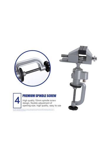 Vkemall Alüminyum Alyuminiyum Fiksasyon Cihazı - 360 Derece Döner, 55mm Çene Açımı, Çok Açı İşleme, Tahta Üzerine Hızlı Kurulum