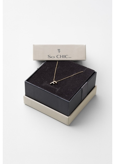 My Story F Harfi 18 Ayar Sarı Altın Kaplama 45 Cm Gümüş Kolye Gold - Gümüş