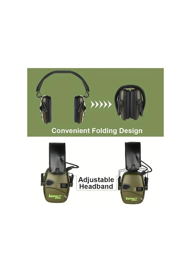 Xuweiwei Elektronik Kulaklık Yeşil Katlanabilir Aktif Gürültü Azaltma İşitme Koruma Spor Ve Kış İçin