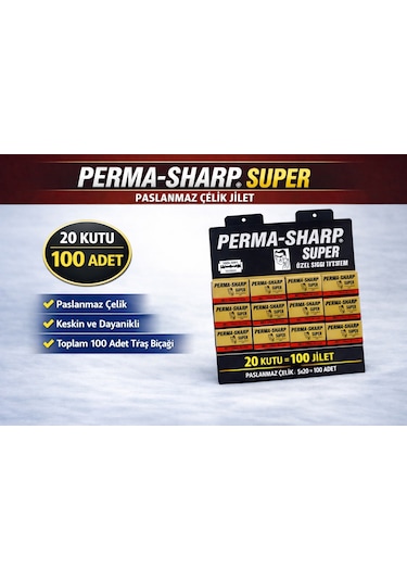 Perma-sharp Super Paslanmaz Çelik Tıraş Bıçağı 5 Li 20 Kutu