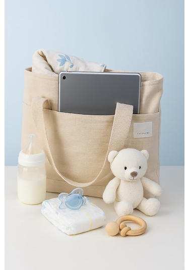 Yunusoğlu Home Kadın Krem El Omuz Ve Plaj Çantası Kanvas Çok Amaçlı Çanta Krem