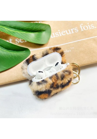 Mobaxaksesuar Apple Airpods 3. Nesil İle Uyumlu Kılıf Kalp Leopar Taş Kiraz Desenli Fiyok Tutmalı Kılıflar Siyah