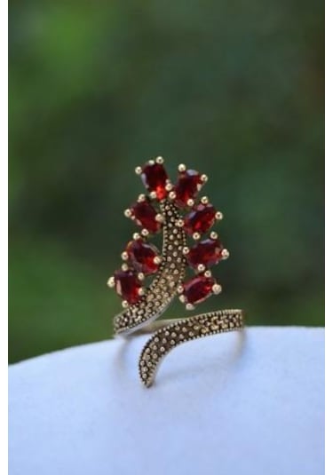 Stoneage Bordo Salkım Ayarlanabilir Kadın  Yüzük Çok Renkli