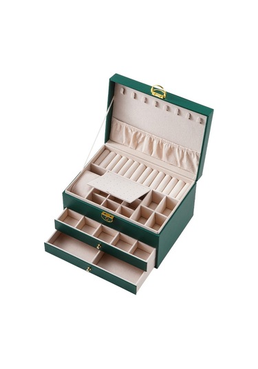 Yystore Üç Katlıbüyük Kapasiteli Mücevher Kutusu Rezidansı Yeşil