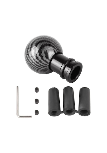 Wondernest Evrensel Araba Karbon Fiber Desenli Metal Vites Topuzu Siyah Siyah