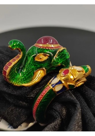 925 Ayar Gümüş Mine İşlem Yüzük 248 Altın