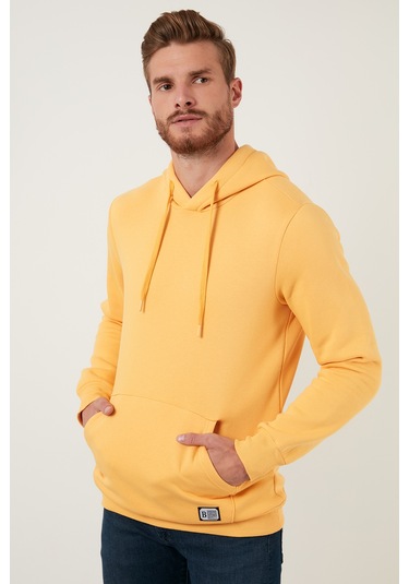 Buratti Regular Fit Kapüşonlu Kanguru Cepli Içi Tüylü Yumuşak Şardonlu Erkek Sweat 5905281 Hardal