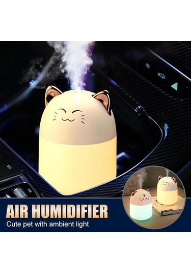 Renkli Ortam Işığı İle Masaüstü Nemlendirici 250 ML Kapasiteli Aroma Difüzör Ev Aromaterapi Nemlendiriciler Difüzörler Yatak Odası Beyaz