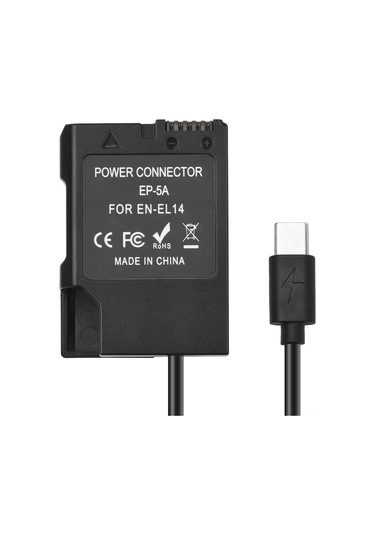 Gajeena Nikon Kameraya Uyumlu Usb Type-c Girişli 8.4v 2a Sahte Batarya Qc/pd Desteği, 1 Metre Kablolu