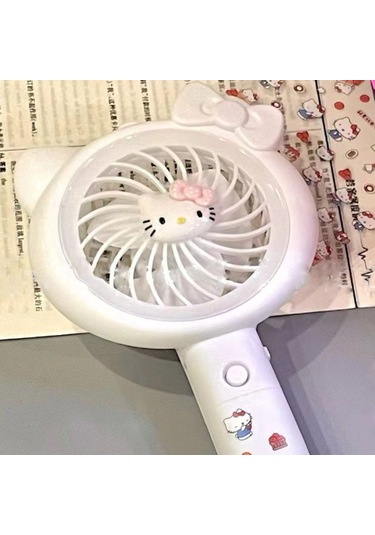 Kangvka Usb Şarjlı Mini El Ventilatörü, 1200-2000mah Batarya, Portatif, Üniversite Öğrencileri İçin, Kedi Desenli Aksesuar Ve Sticker İle