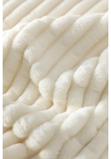 Merinos Modern Line 2 Parça Tek Kişilik Battaniye Seti - Ekru