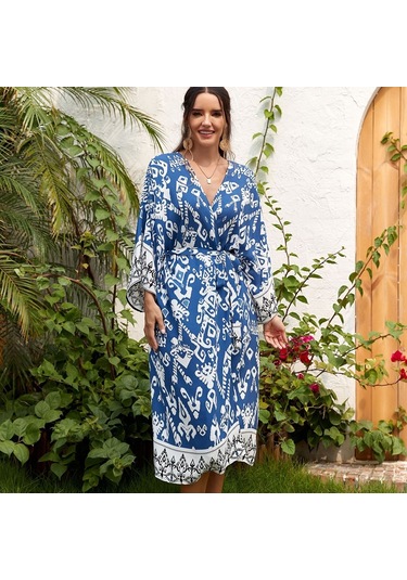 Kadın Plaj Baskılı Şal Tatil Bikini Güneş Korumalı Pareo Siyah