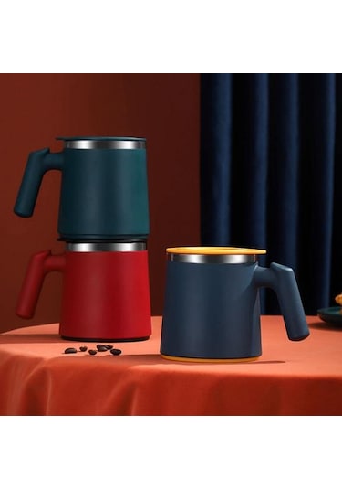 Kırmızı 420 Ml Su Bardağı Haşlanma Önleyici Sızdırmaz Kapaklı Kahve Paslanmaz Çelik Yalıtımlı Isı Bardaklar