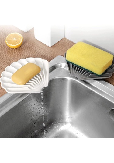 Beyaz Renk Kaymaz İstiridye Şekilli Silikon Sabunluk Sabun Depolama Tutucu Ve Taşınabilir Sabunluk Plakası Diğer