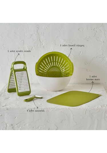 Ceronni Handy Mutfak Seti Yeşil Yeşil