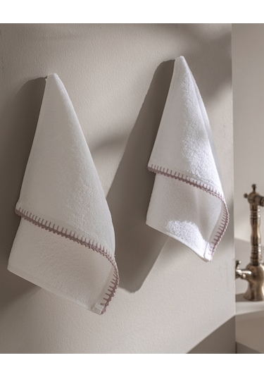 Madame Coco Aveline Kroşeli 2'li %100 Pamuk El Havlusu - Beyaz/lila 8684427208311 Çok Renkli