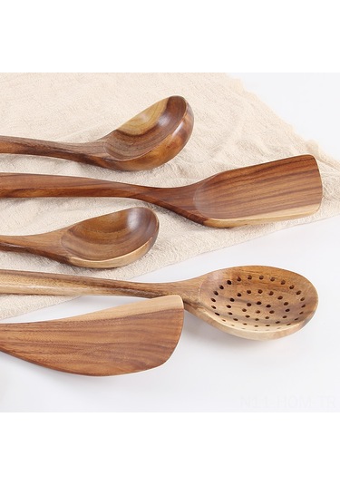 Suofeng Mörel Ahşap Tencere Çakısı Seti - Uçuz Pişirme, Non-stick Uyumlu, Uzun Saplı, Çevre Dost, Çok Amaçlı Eğimli Çorba Kaşığı Diğer