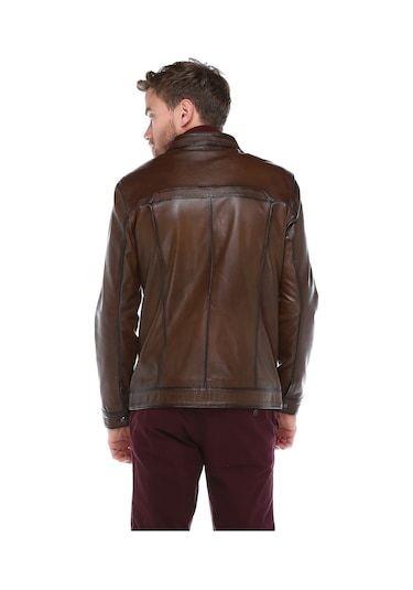 Derinss Der166 Hakiki Deri Erkek Taba Mont