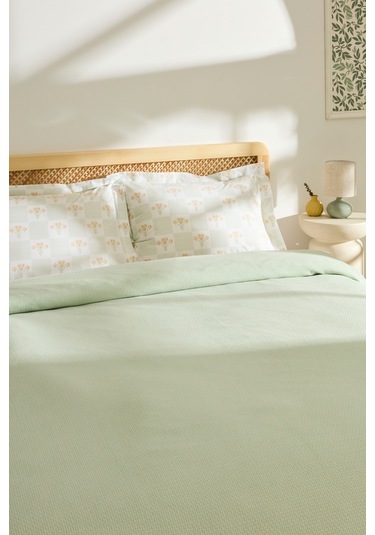 Kaşmir Home Runa %100 Pamuk Çift Kişilik Pike Takımı Çağla Çağla