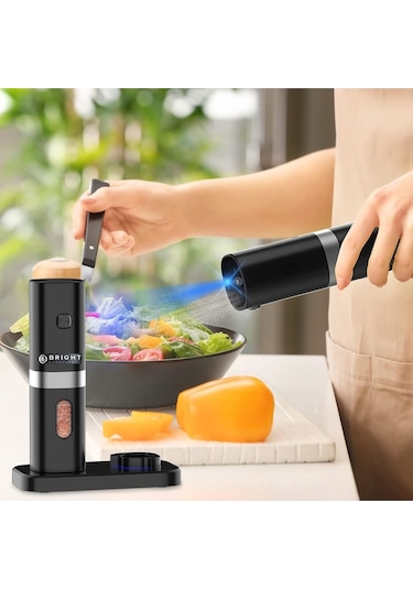 Bright Elegance BE-2220 2'li Standlı Pilli LED Işıklı Otomatik Tuz ve Karabiber Öğütücü