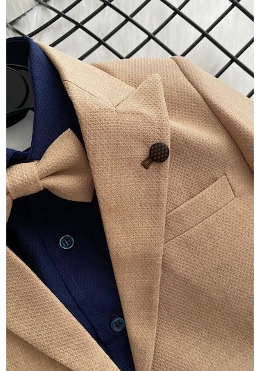 Premium Camel Ceketli Takım Elbise Hardal