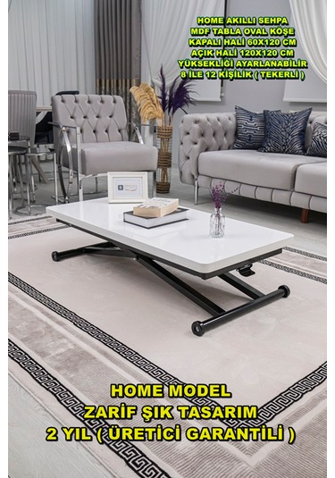Home Üst Tabla Mdf Beyaz Oval Köşe Alt Ayak Siyah