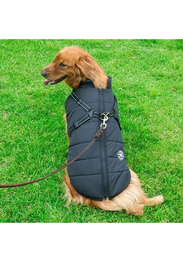 Reedark Kışın Köpeğinizi Sıcak Tutacak Reflektif Yelek: 4xl Boyut, Siyah, Çekme İpi Dahil Değil