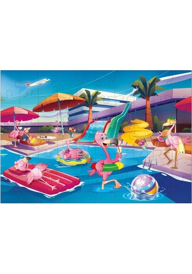Star Puzzle 2x50 Parça Çocuk Puzzle - Flamingo Partisi 1 Adet