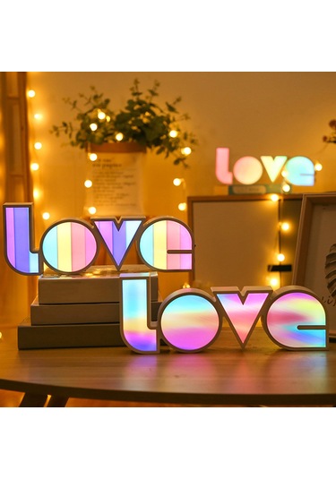 Teltree Romantik Renkli Love Harf Işıklı Lambası - Usb/aa Pil İle Çalışır, Ev Dekorasyonu, Nikah, Teşekkür Partileri İçin Sürekli Aydınlatma Diğer