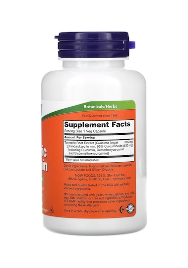 Now Foods, Turmeric Zerdeçal With Curcumin, 665 Mg, 60 Vegetarian
