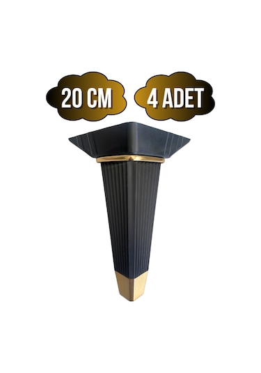 Irem Siyah Altın 20cm Plastik Ayak Mobilya Masa Ve Dolap Ayağı 20cm Siyah - Altın 4 Adet Siyah