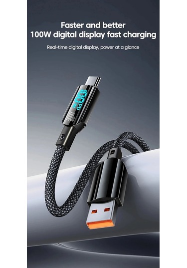 100w Usb Tip C Kablo Hızlı Şarj Kablosu Xiaomi Redmi İçin Led Ekran Telefon 60w Type C To C 1.2m