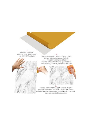 Tink Kendinden Yapışkanlı Beyaz Mermer Desenli Pvc Panel 41x62 Cm