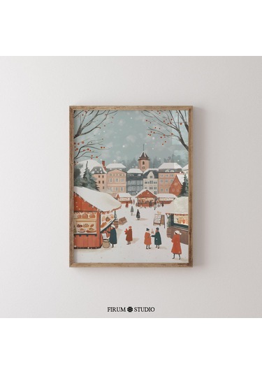 Şenlikli Retro Noel Pazarı Dekoru - Benzersiz Tatil Orta Yüzyıl Duvar Sanatı Ve Nostaljik Tatil Havası Noel