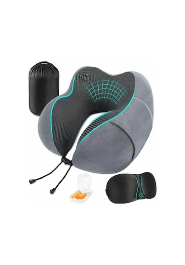 Vkemall Hafif Ve Konforlu Seyahat Yastığı - 3d Göz Maskeli, Kulak Tıkacı Ve Çantalı Diğer
