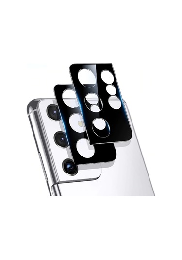Galaxy S21 Ultra Zore 3D Kamera Camı Koruyucu Siyah